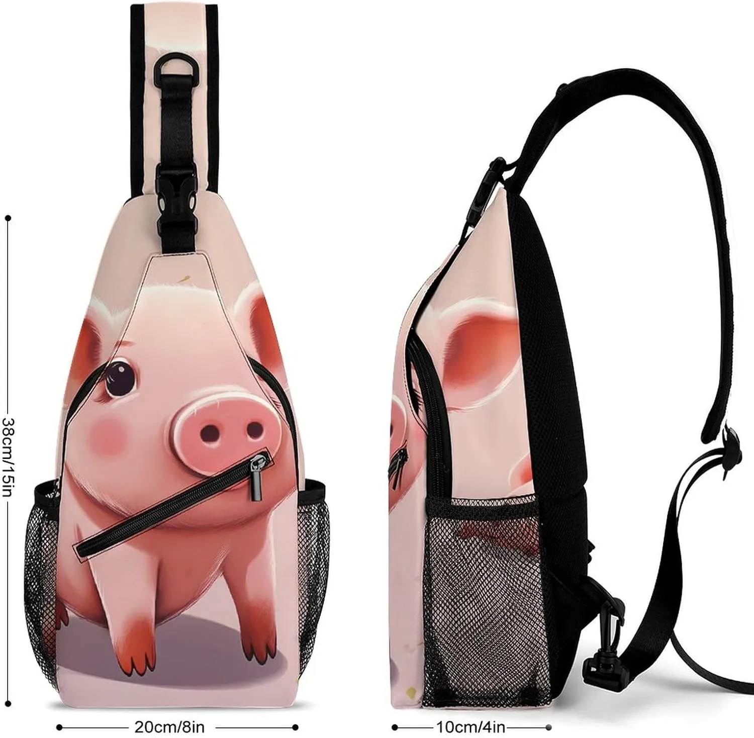 Lightweight Chest Bag Crossbody Bag Cute Pig Sling Backpack for Women Men Sports Travel