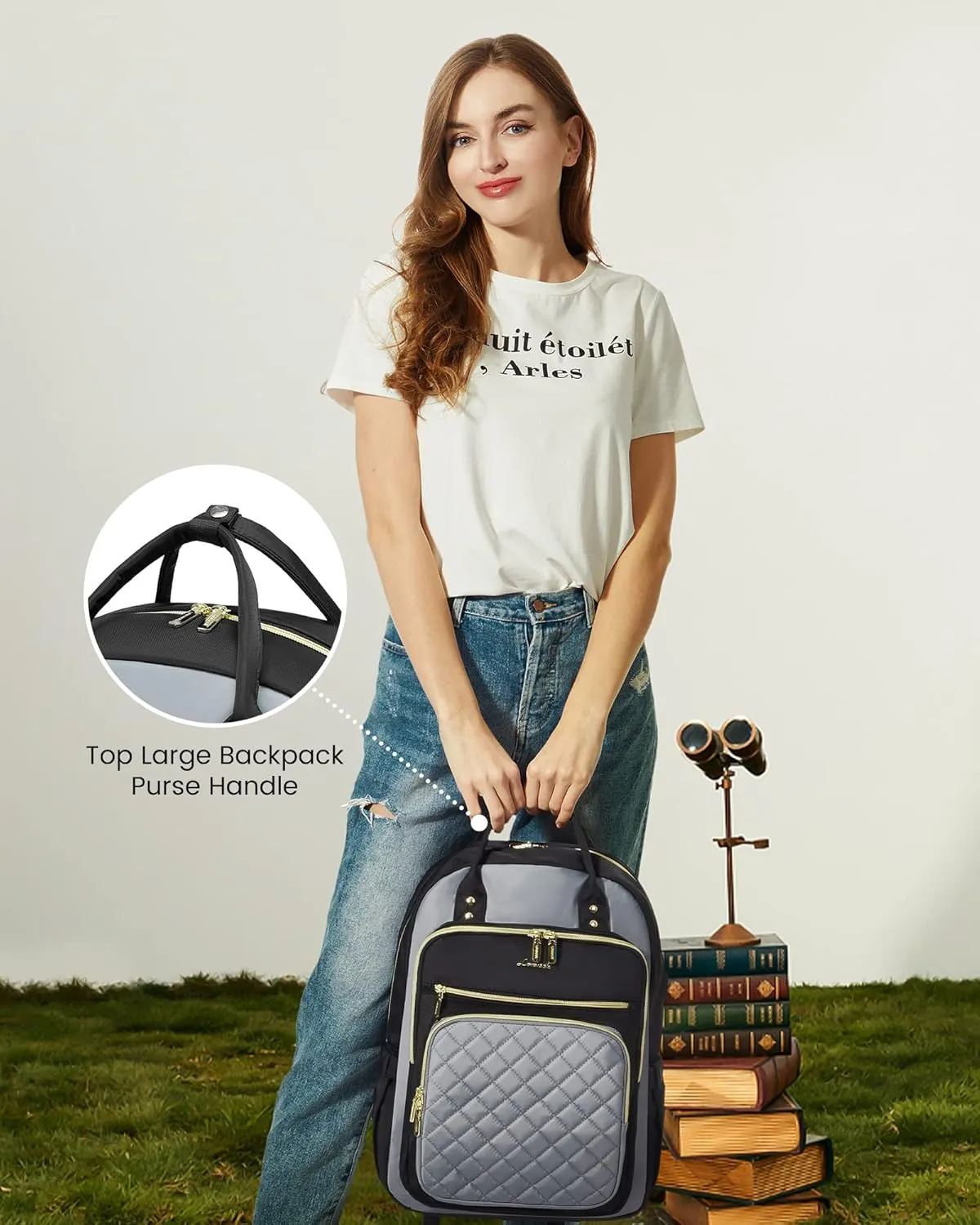 LOVEVOOK Laptop Backpack for Women, Fashion Travel Work Commuter Backpack Purse with USB Port, Lightweight Casual Daypacks, Nurse Teacher College Computer Bag, Fit 15.6" Laptop