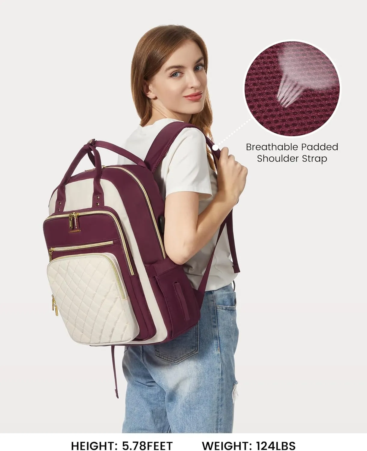 LOVEVOOK Laptop Backpack for Women, Fashion Travel Work Commuter Backpack Purse with USB Port, Lightweight Casual Daypacks, Nurse Teacher College Computer Bag, Fit 15.6" Laptop