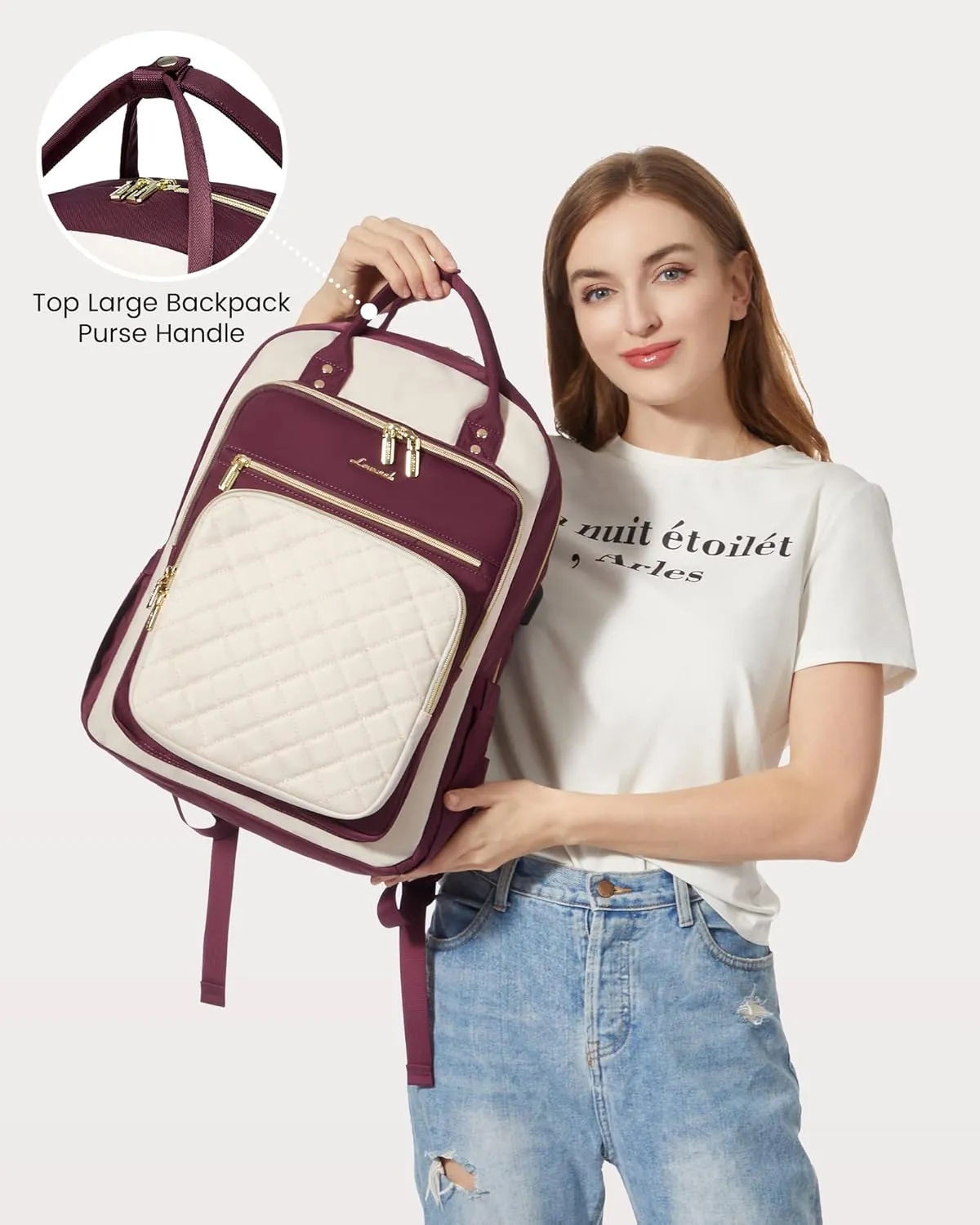LOVEVOOK Laptop Backpack for Women, Fashion Travel Work Commuter Backpack Purse with USB Port, Lightweight Casual Daypacks, Nurse Teacher College Computer Bag, Fit 15.6" Laptop