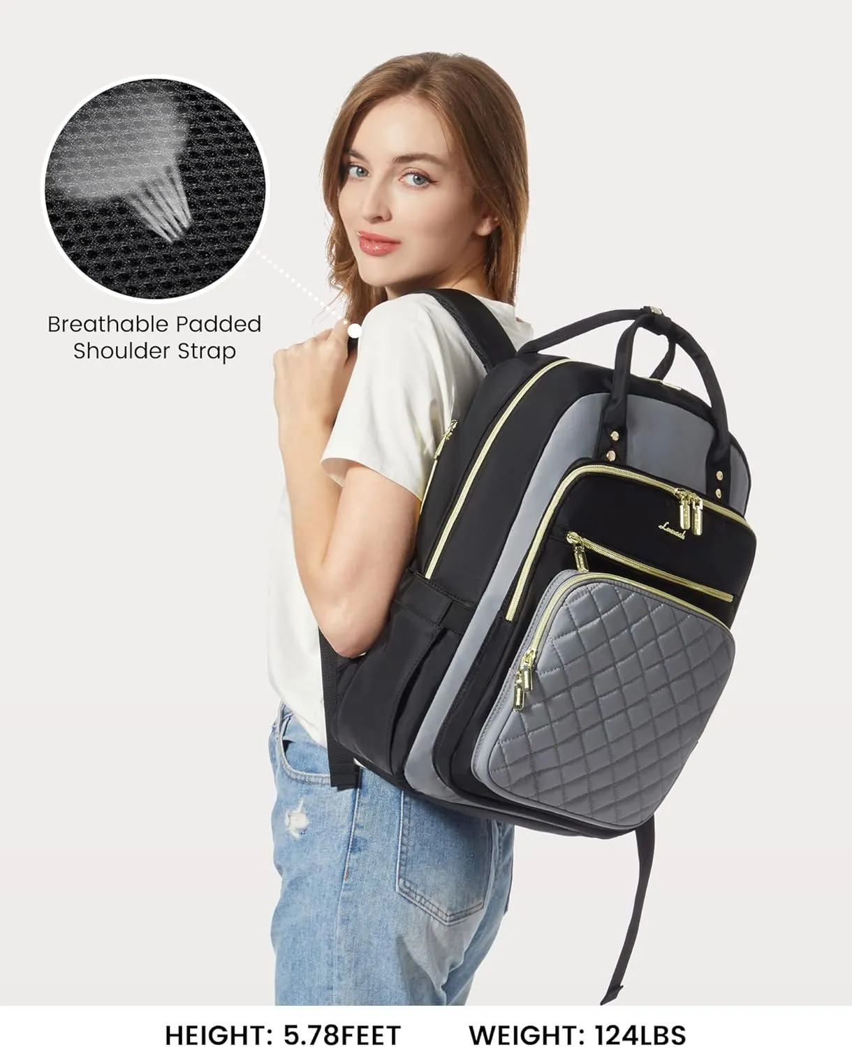 LOVEVOOK Laptop Backpack for Women, Fashion Travel Work Commuter Backpack Purse with USB Port, Lightweight Casual Daypacks, Nurse Teacher College Computer Bag, Fit 15.6" Laptop