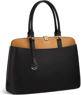 LOVEVOOK Laptop Bag for Women, 15.6 Inch Work Tote Bag, Large Purse Professional Computer Bag, Stylish Business Office Briefcase,Light Black-Brown