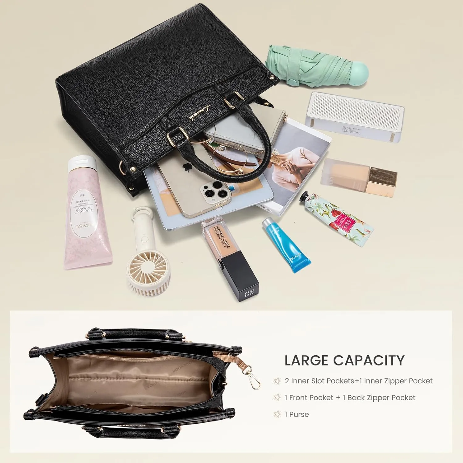 LOVEVOOK Purses for Women Purses and Handbags Tote Bag for Women Trendy Top Handle Satchel Crossbody Bag with Matching Clutch