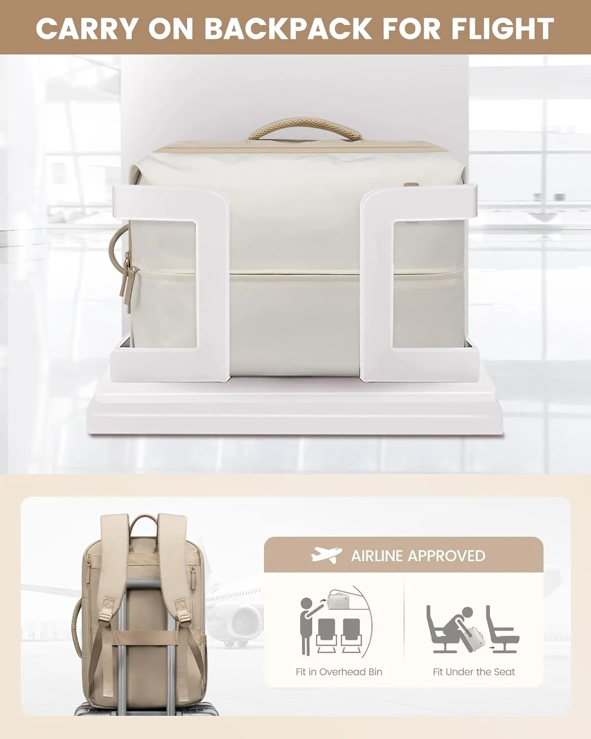 LOVEVOOK Travel Backpack for Women, Extra Large Carry On Bags for Airplanes, Waterproof Personal Item Travel Bag Flight Approved, Weekender Backpacks for Daily Work, 4pcs