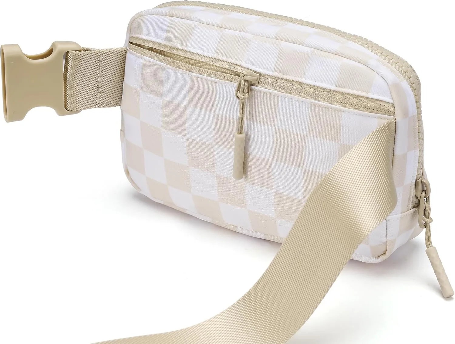 Lushandy Checkered Fanny Pack Waterproof Nylon Crossbody Bags for Women Trendy Belt Purse Running Hiking Traval Waist Pack