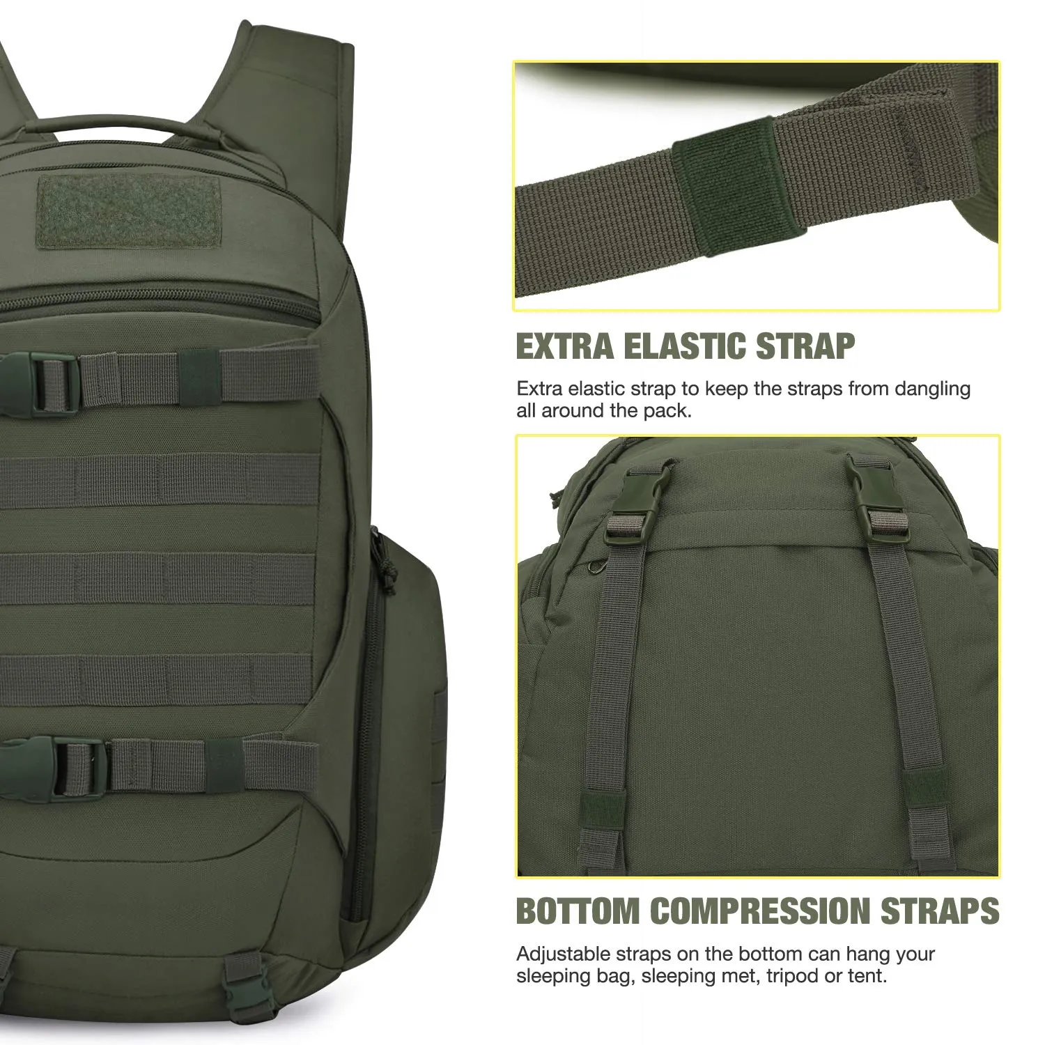 Mardingtop 28L Tactical Backpacks Molle Hiking daypacks for Camping Hiking Military Traveling 28L-Army Green