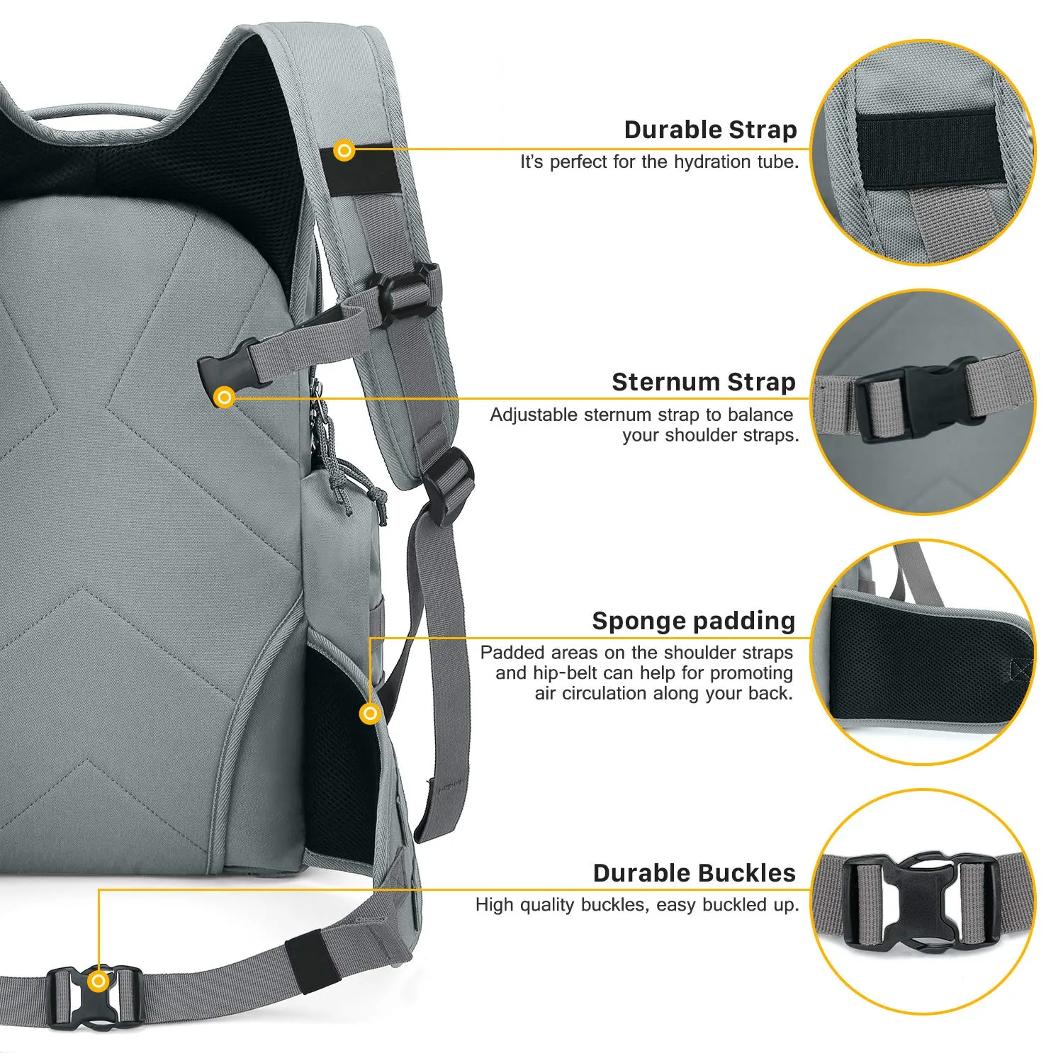 Mardingtop 28L Tactical Backpacks Molle Hiking daypacks for Camping Hiking Military Traveling 28L-Gray