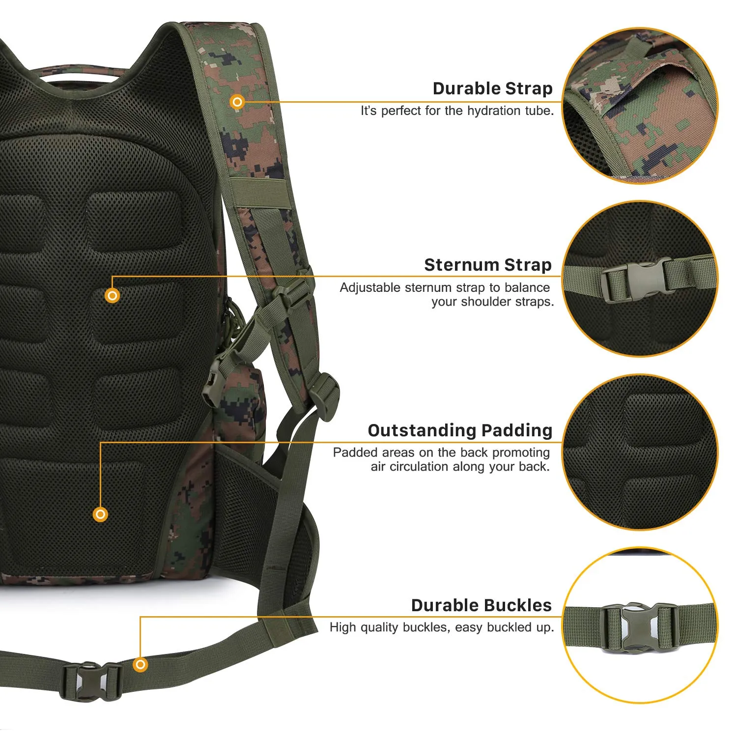 Mardingtop 35L Tactical Backpacks Molle Hiking daypacks for Camping Hiking Military Traveling Camo Army Green-5962