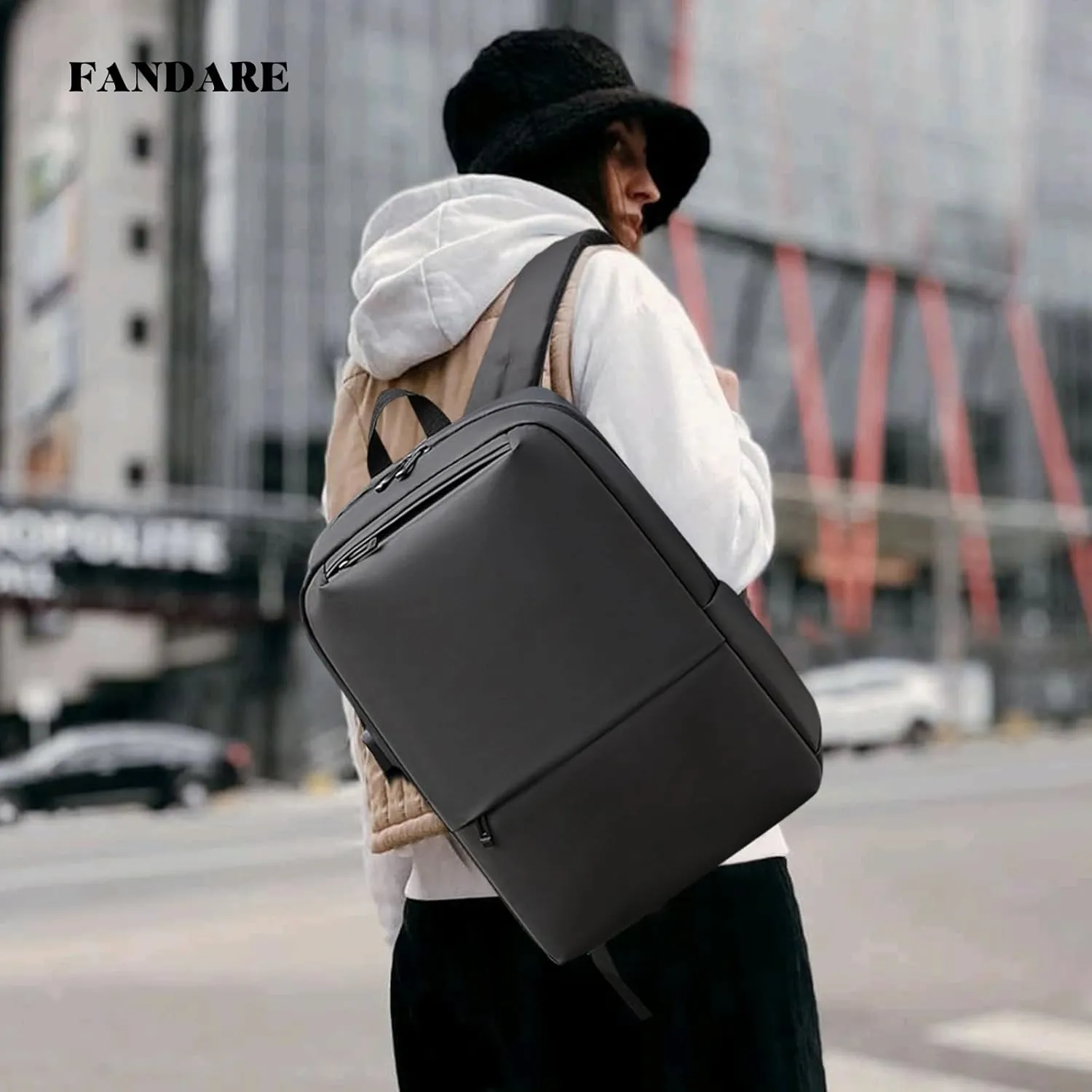 Men Business Backpack with USB Charging Port Women Daypacks College Bag Backpack Bag Men Daypacks College Travel Essentials Rucksack Black