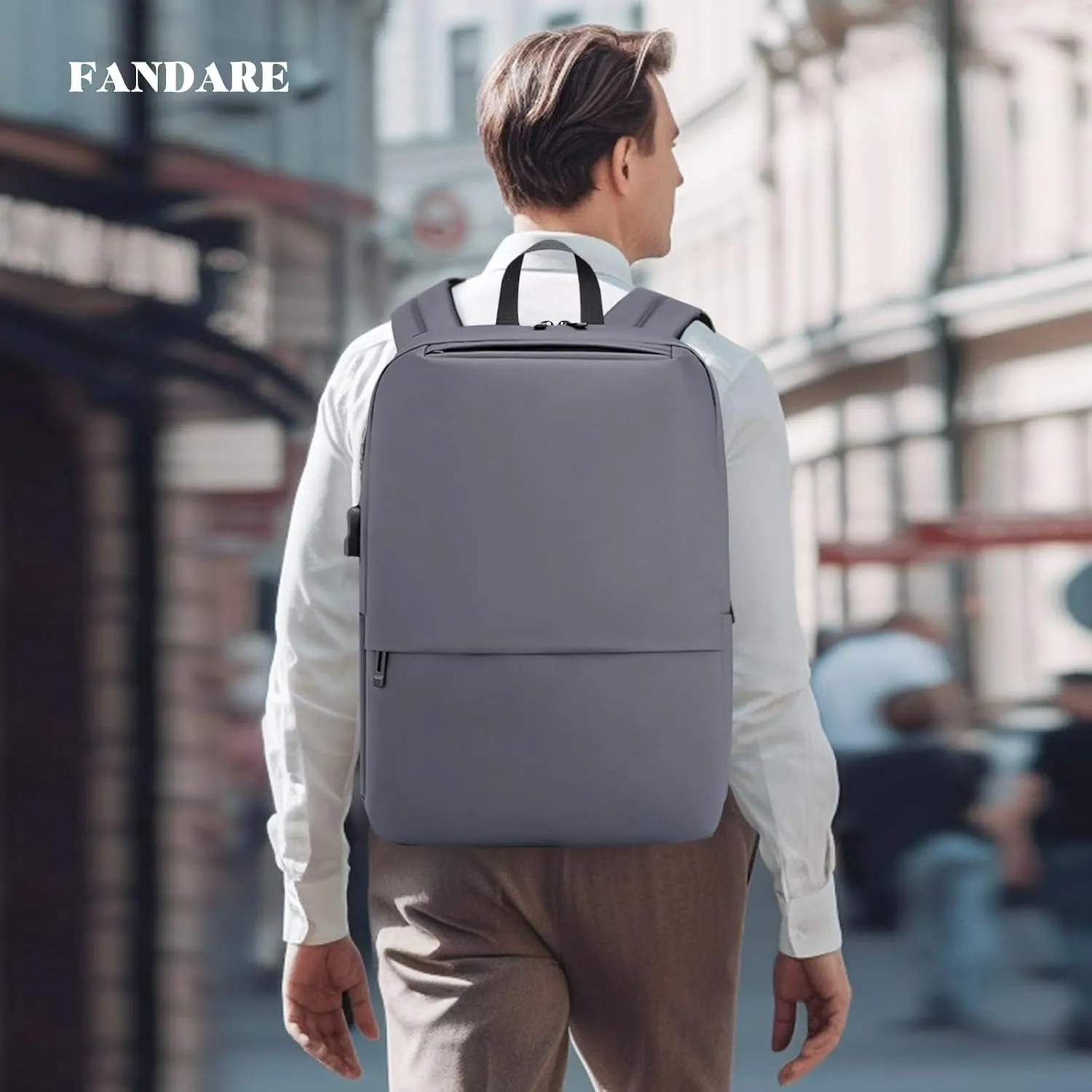 Men Business Backpack with USB Charging Port Women Daypacks College Bag Backpack Bag Men Daypacks College Travel Essentials Rucksack Grey