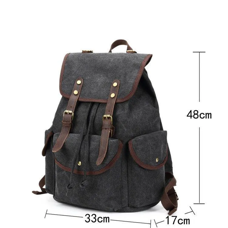Men Casual Canvas Backpack Vintage Camping Daypack