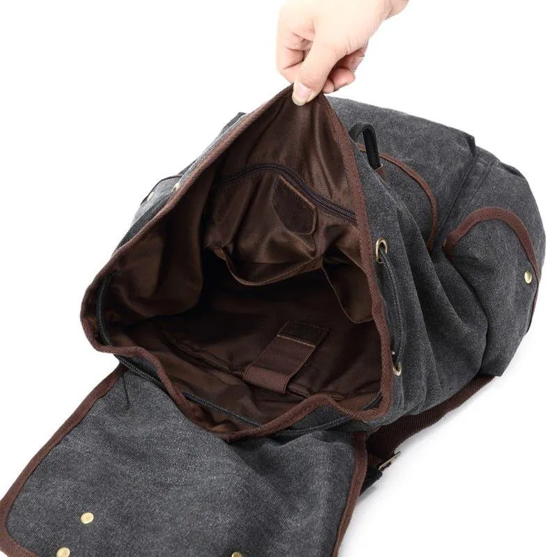 Men Casual Canvas Backpack Vintage Camping Daypack