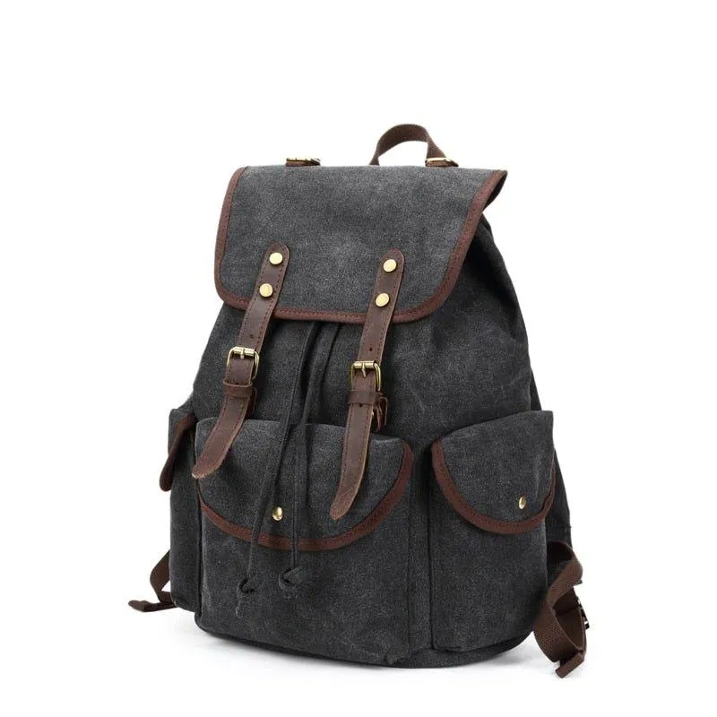 Men Casual Canvas Backpack Vintage Camping Daypack