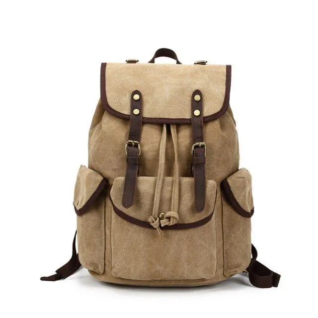 Men Casual Canvas Backpack Vintage Camping Daypack