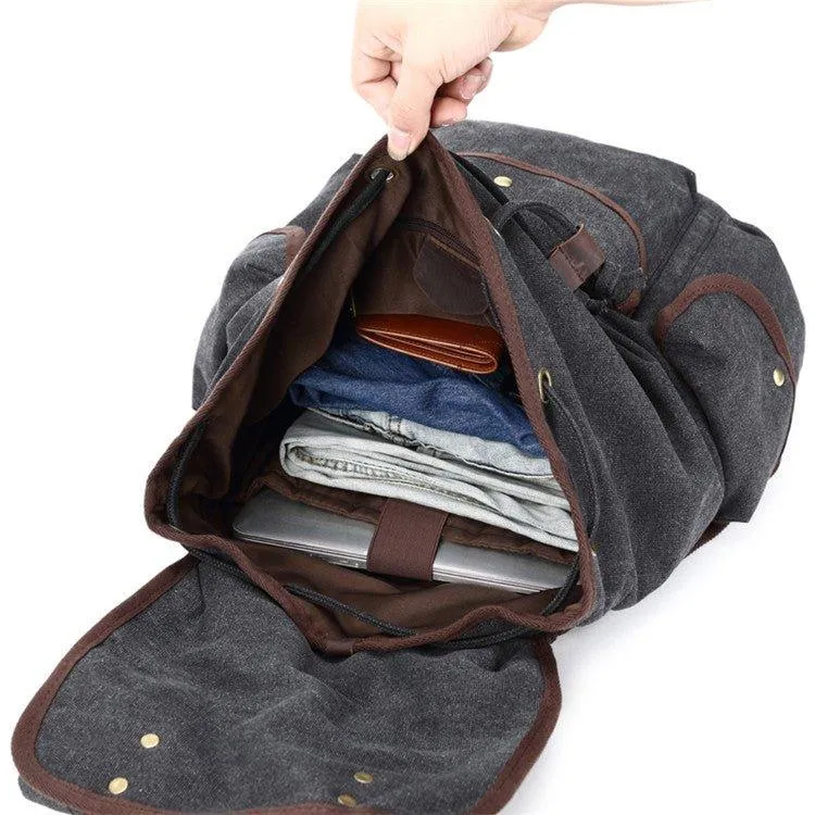 Men Casual Canvas Backpack Vintage Camping Daypack