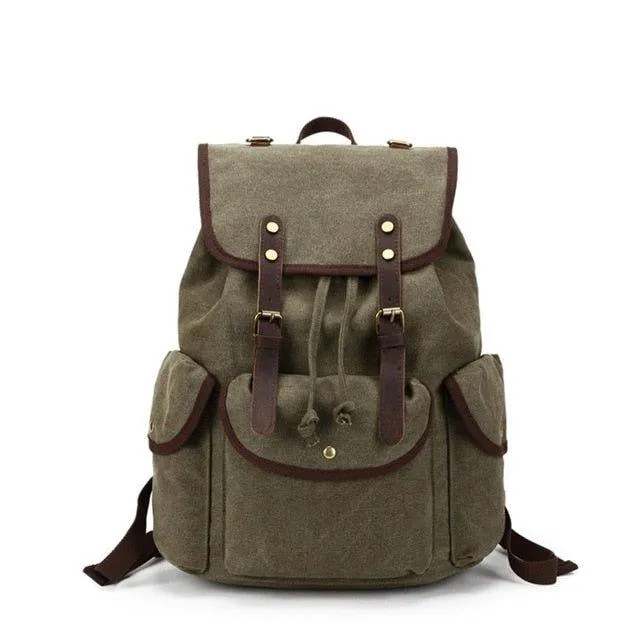 Men Casual Canvas Backpack Vintage Camping Daypack