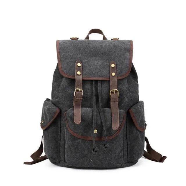 Men Casual Canvas Backpack Vintage Camping Daypack