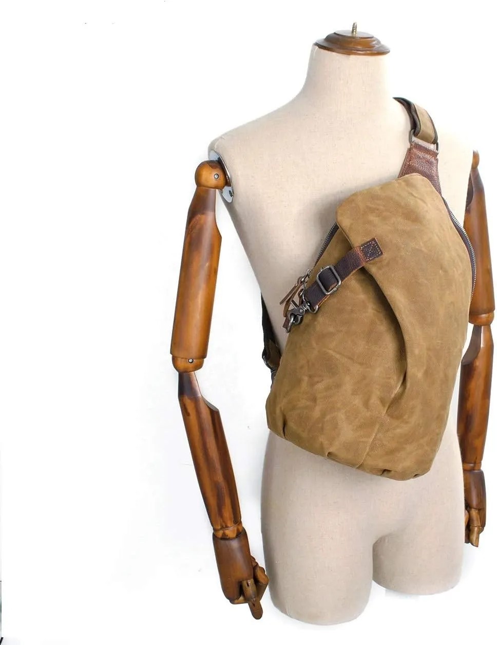 Men's Sling Backpack Waxed Canvas Crossbody Bag Casual Daypacks