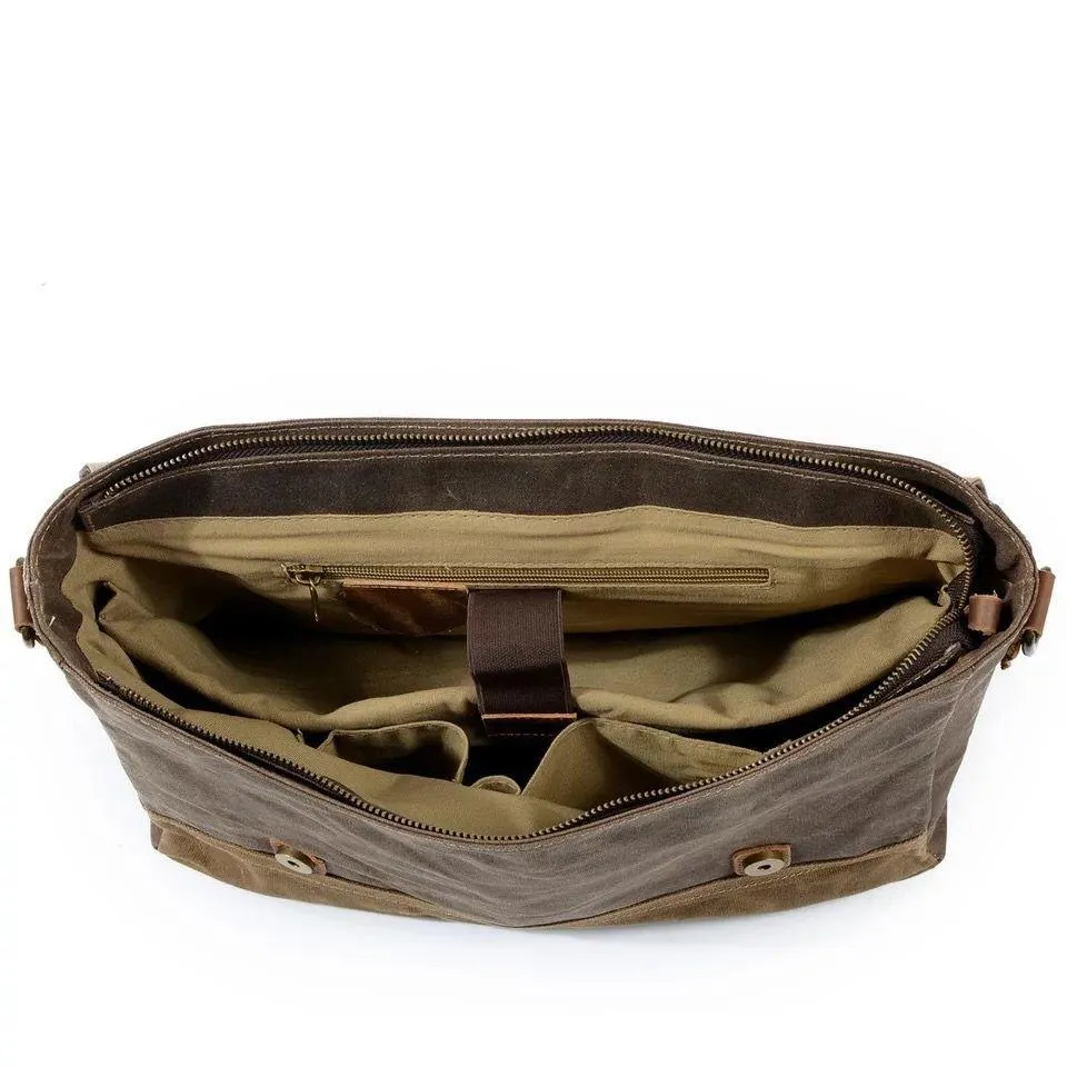 Mens Waxed Canvas Laptop Messenger Bag