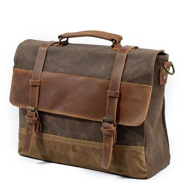 Mens Waxed Canvas Laptop Messenger Bag