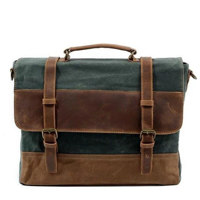 Mens Waxed Canvas Laptop Messenger Bag