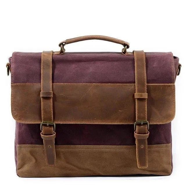 Mens Waxed Canvas Laptop Messenger Bag