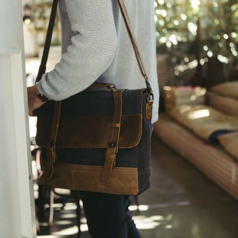 Mens Waxed Canvas Laptop Messenger Bag