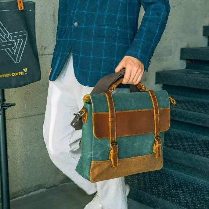 Mens Waxed Canvas Laptop Messenger Bag