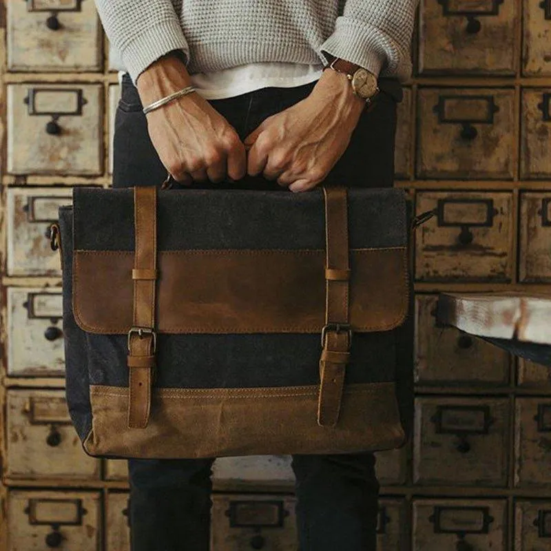 Mens Waxed Canvas Laptop Messenger Bag