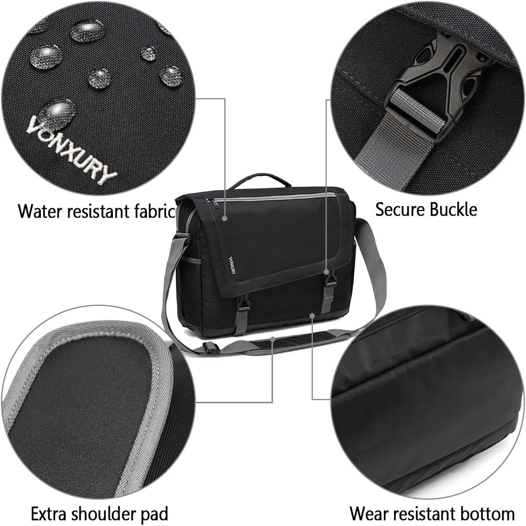 Messenger Bag for Men, Lightweight Water Resistant 15.6 In Laptop Bag Business Office Satchel Shoulder Bag