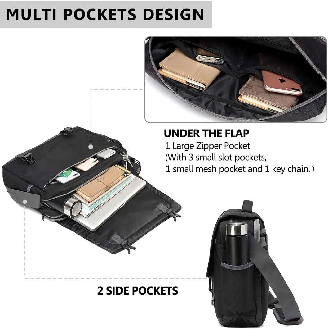 Messenger Bag for Men, Lightweight Water Resistant 15.6 In Laptop Bag Business Office Satchel Shoulder Bag