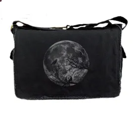 Messenger Bags by Black Lantern - Aesthetic Crossbody Bags for Women & Men - Cute Vintage Cross Body Purse, Large Shoulder Bag - Backpacks for Work (Moon & Ravens)