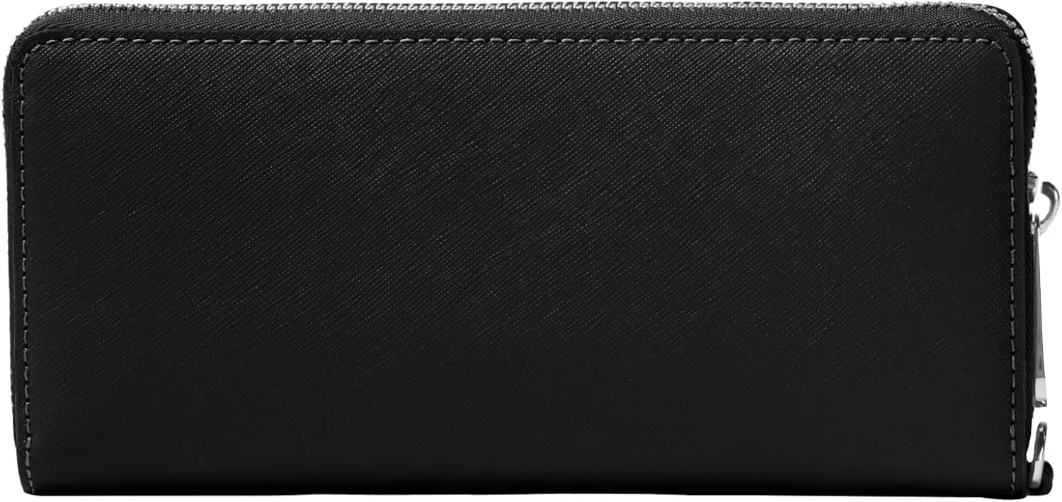 Michael Kors Women's Jet Set Travel Continental Wallet, Silver-Tone Hardware/Black, One Size