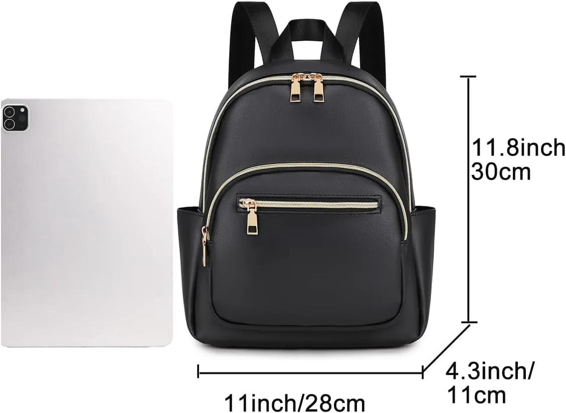 Mini Backpack Purse for Women PU Leather Small Backpack Fashion Multi Pockets Casual Daypacks Ladies Travel Shoulder Bags Grey
