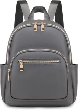 Mini Backpack Purse for Women PU Leather Small Backpack Fashion Multi Pockets Casual Daypacks Ladies Travel Shoulder Bags Grey