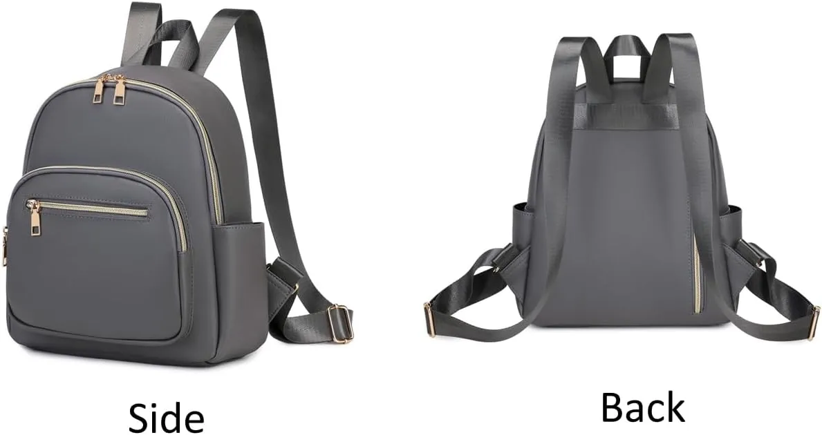 Mini Backpack Purse for Women PU Leather Small Backpack Fashion Multi Pockets Casual Daypacks Ladies Travel Shoulder Bags Grey