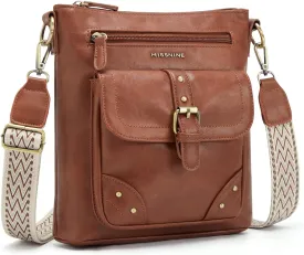 Missnine Crossbody Bags for Women Multi Pocket Purses Soft Leather Medium Shoulder Handbags with Adjustable Strap