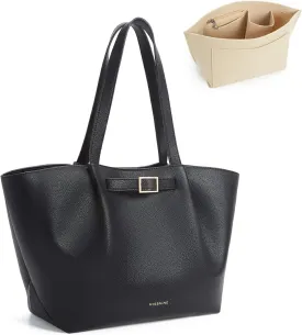 Missnine Large Work Tote Bag for Women with Felt Organizer Insert, Designer Handbags Pu Leather Weekender Bag for Travel