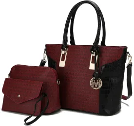 MKF Collection Shoulder Bag for Women, Crossbody Purse & Wristlet: PU Leather Satchel Pocketbook 3 PCs Handbag Set