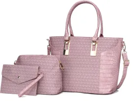MKF Collection Shoulder Bag for Women, Crossbody Purse & Wristlet: PU Leather Satchel Pocketbook 3 PCs Handbag Set