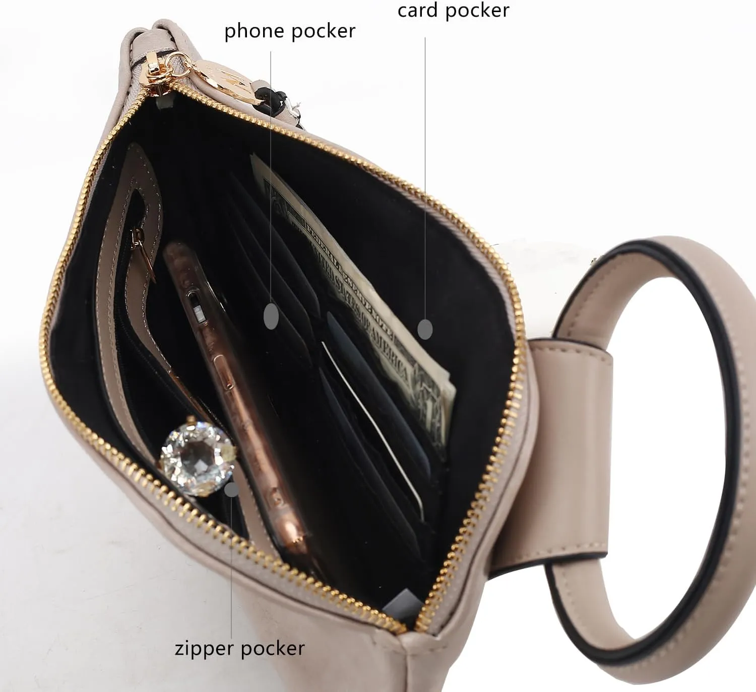 MKF Collection Wristlet Pouch Clutch Wallet for Women's Handbag, Small Purse Black Circular handle Purse Bag By Mia K