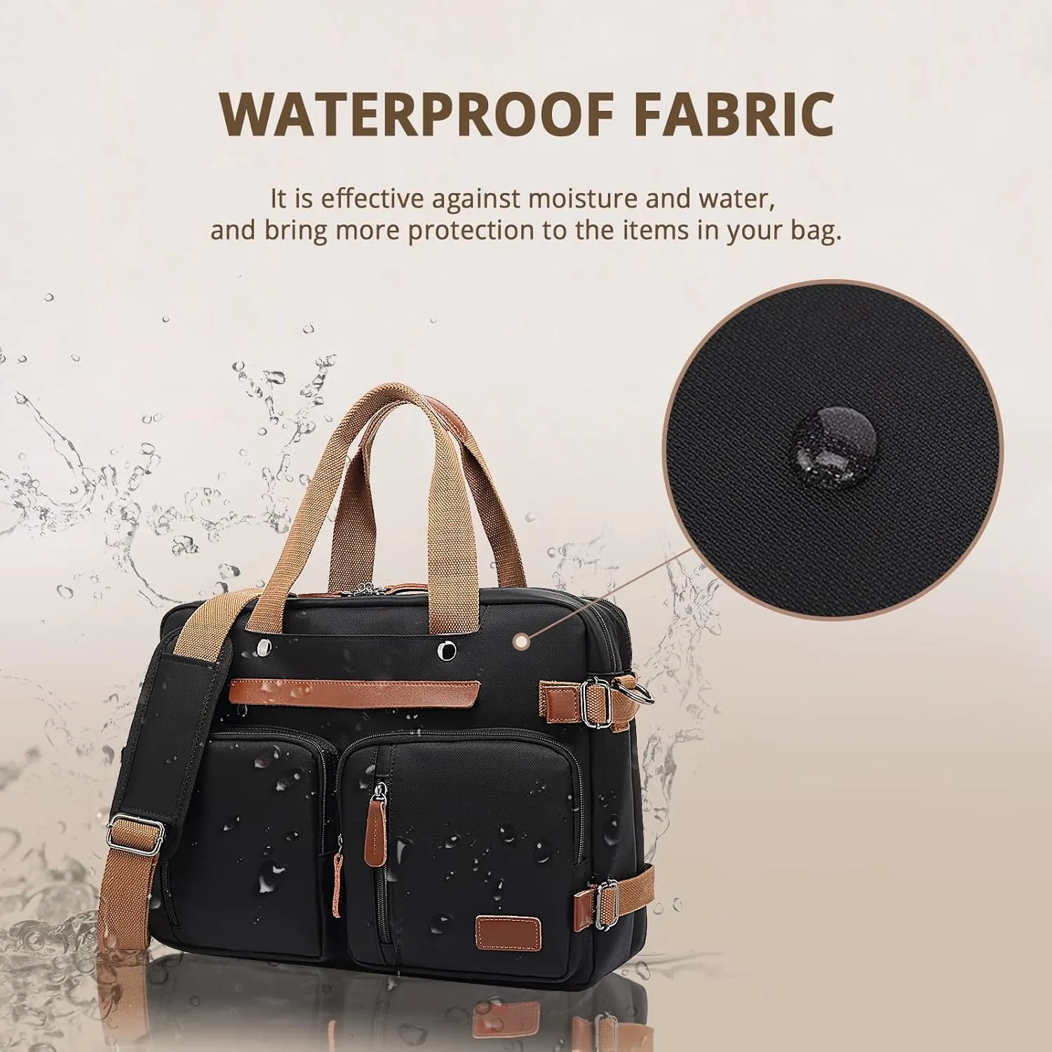 MOLNIA 15.6 inch Laptop Backpack for Men Women,3 in 1 Briefcases For Men,Messenger Bag Laotop Bag Computer Bags For Work College Travel, Black