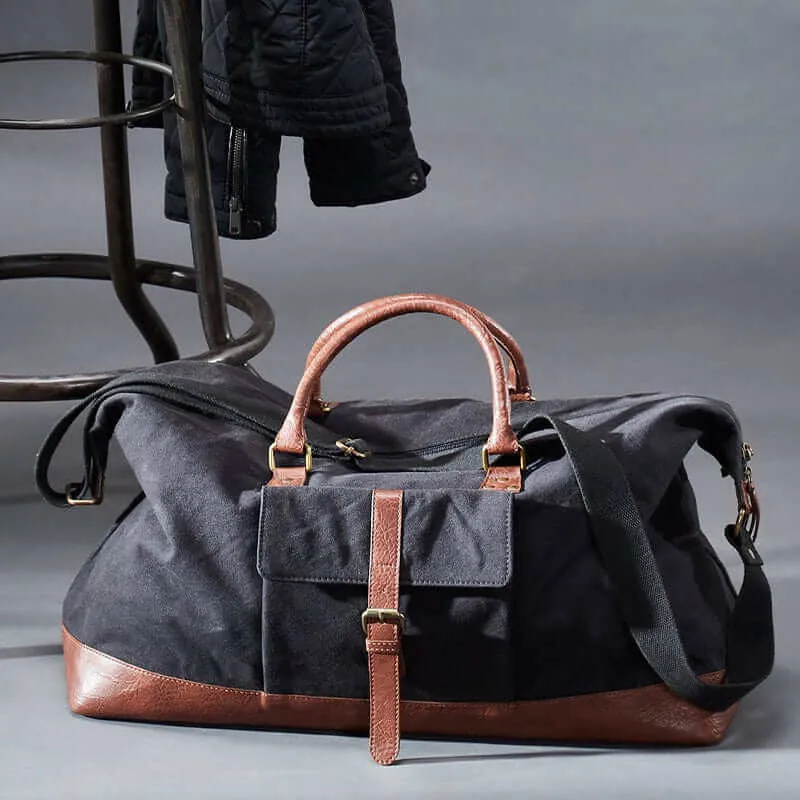Mona B - Upcycled Canvas Duffel Gym Travel and Sports Bag with Stylish Design for Men and Women: Parker