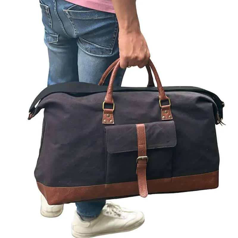 Mona B - Upcycled Canvas Duffel Gym Travel and Sports Bag with Stylish Design for Men and Women: Parker