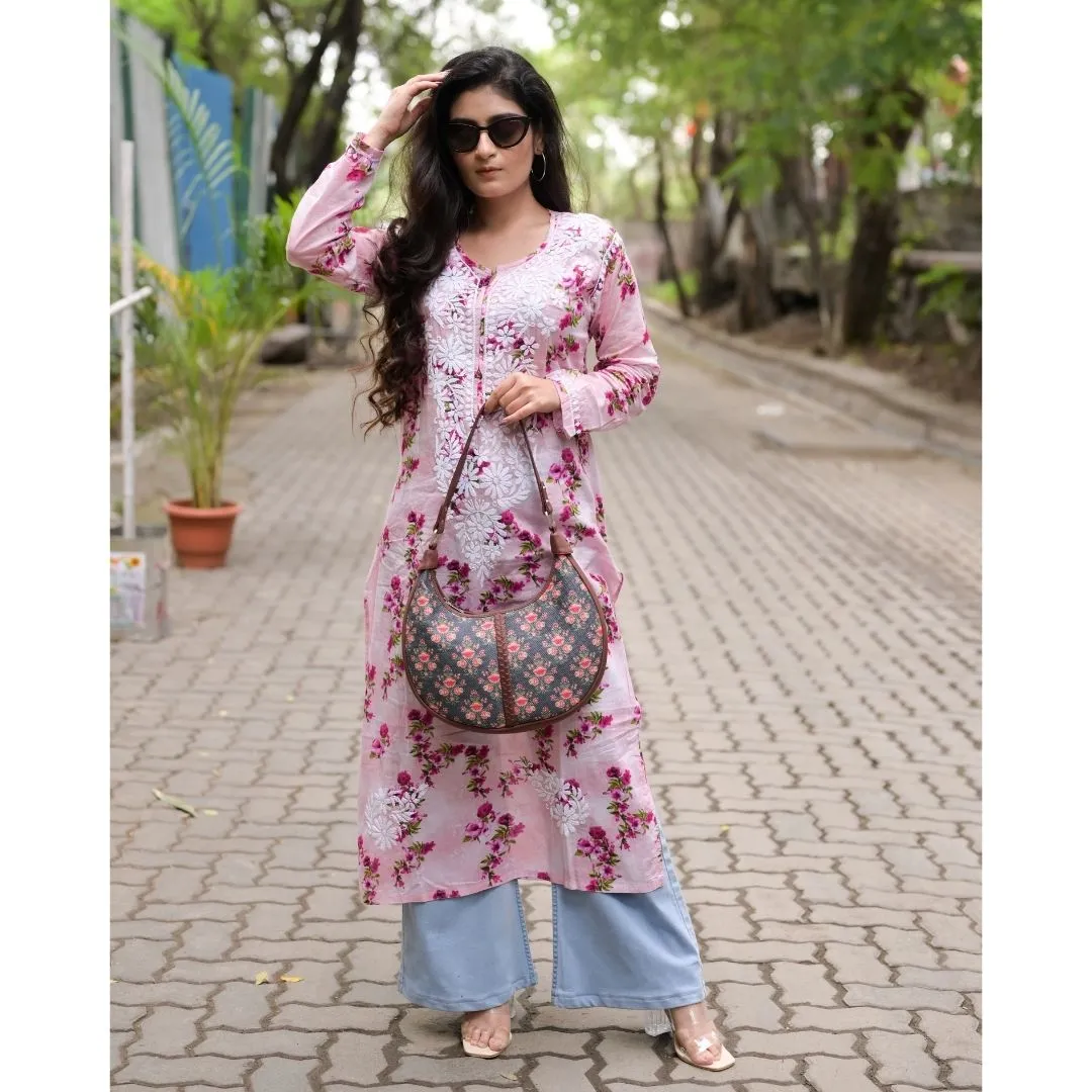 Mughal Garden Print Hobo Bag