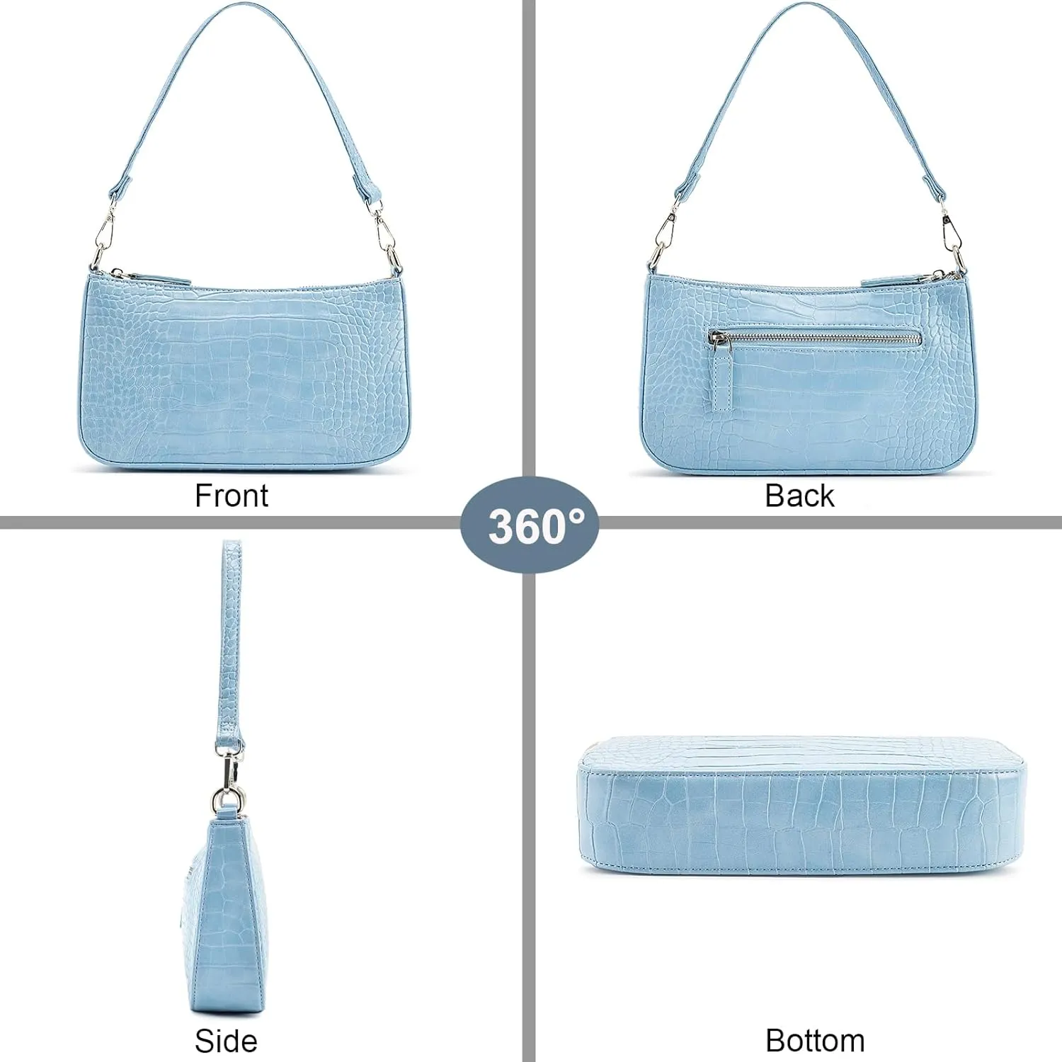 NIUEIMEE ZHOU Small Shoulder bag with 2 Removable Straps Cross Body Clutch Purse Handbag for Women