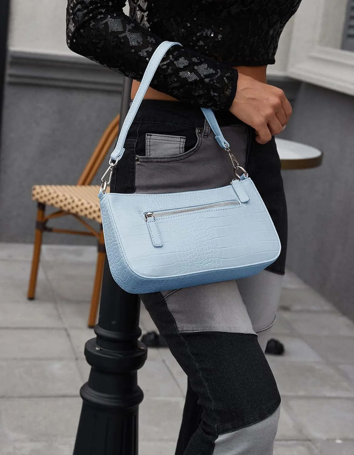 NIUEIMEE ZHOU Small Shoulder bag with 2 Removable Straps Cross Body Clutch Purse Handbag for Women