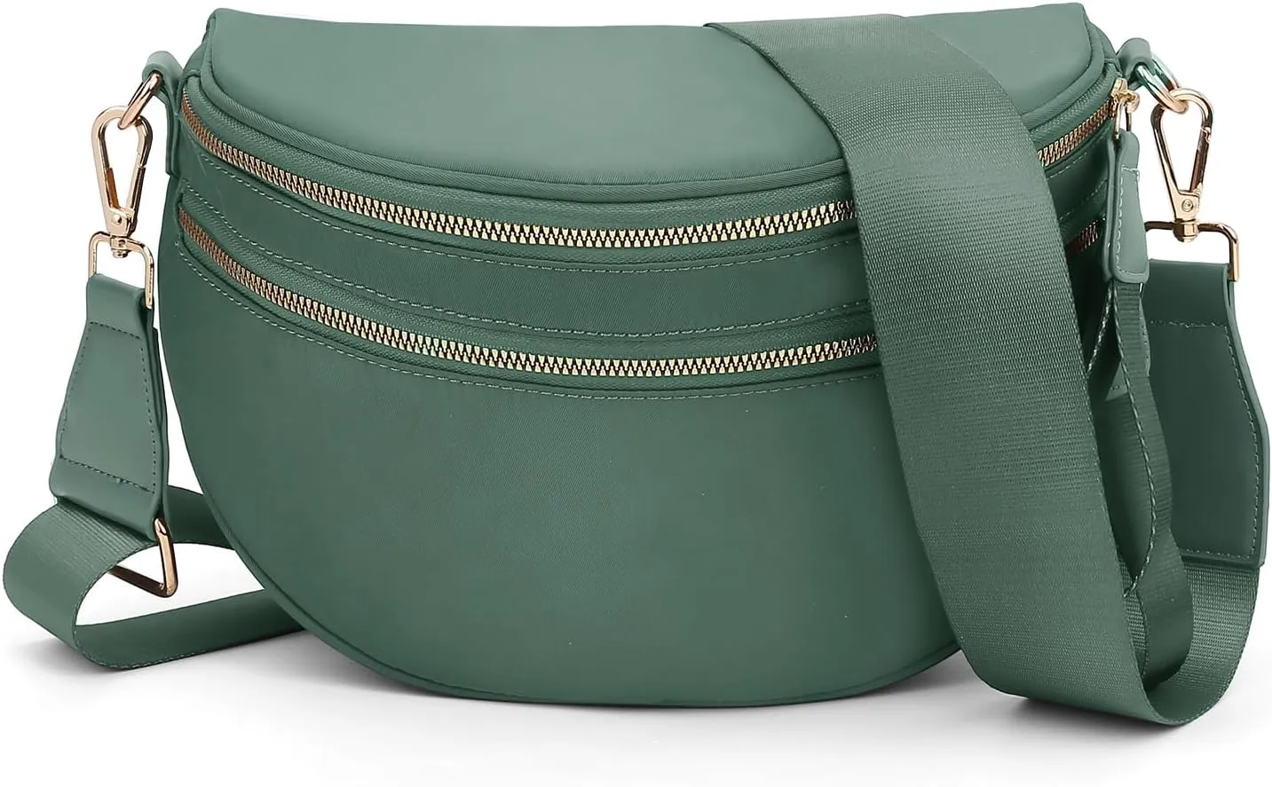 Nylon Crossbody Bag for Women,Checkered Bum Bag Trendy Slouchy Shoulder Fanny Pack Checkered Handbag Purse with Strap (GREEN)