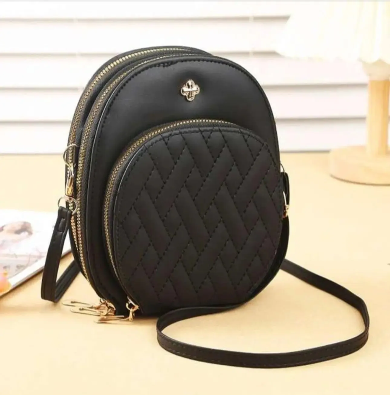 Plain Black PU Leather Crossbody Bag for Girls - Stylish & Versatile Design
