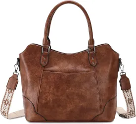 RAVUO Hobo Bag for Women, Vegan Leather Top Handle Handbag Shoulder Purse Chic Ladies Crossbody Bag W Guitar Strap